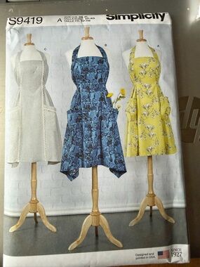 Simplicity 9419 Full Apron Practical Sewing Pattern~3 Variations Sz XS-XL